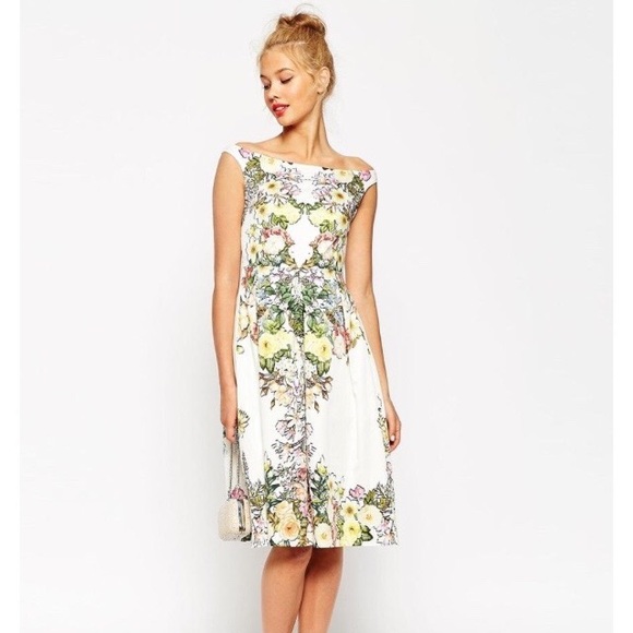 Asos Dresses & Skirts - Floral Off-the-Shoulder ASOS Midi Dress